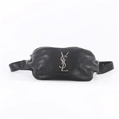 YVES SAINT LAURENT Classic Black Leather Monogram Women Belt Bag